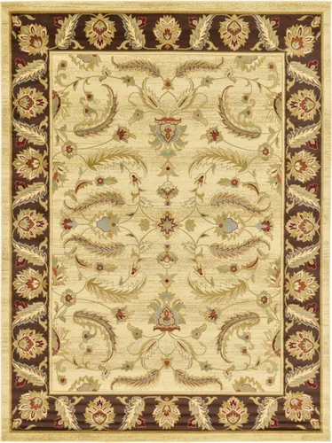 Vista 36 de Unique Loom - Colección Voyage - Alfombra redonda tradicional oriental, marrón, Polipropileno, Marrón/Azul Claro
