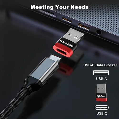 Vista 5 de Rixmie Bloqueador de datos USB-C hembra a USB-A (paquete de 2) 2025 nuevo 100% eliminación de posibilidades de transferencia de datos, solo