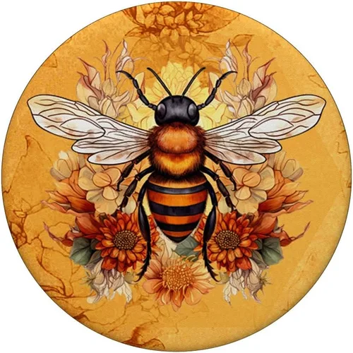 Vista 3 de Abejorro Abejorro miel apicultor flor amarilla abeja PopSockets estándar PopGrip