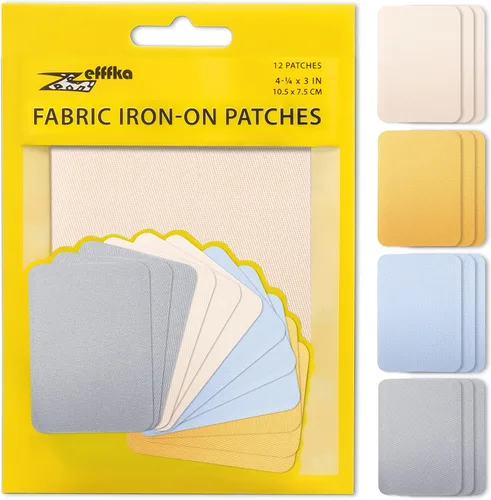 Vista 12 de ZEFFFKA Parches termoadhesivos de mezclilla para interior y exterior, pegamento más fuerte, 100% algodón, kit de decoración de reparación en blanco