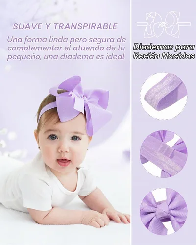 Vista 4 de jollybows 20 lazos para el pelo con cinta de grogrén para bebés y niñas, 6 pulgadas, banda elástica para el cabello, accesorios para el cabello