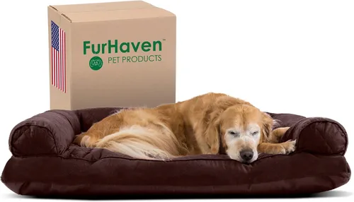 Vista 11 de Furhaven - Cama para perros, cojín de almohada tradicional sofá y colchón de espuma rectangular terapéutico de lujo con funda extraíble para perros