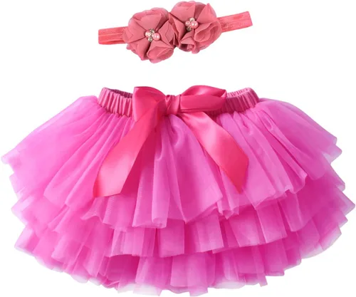 Vista 17 de Tutu.kk Falda tutú para niña pequeña con funda para pañales, vestido de tutú suave para bebé de 0 a 36 meses con diadema de flores 1-Beansand