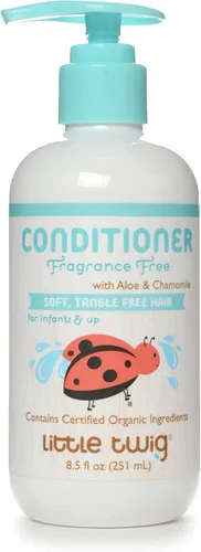 Vista 10 de Acondicionador Desenredante Little twig totalmente natural, hipoalergénico con un mezcla de mandarina, limón, y Romero Orgánico, Feliz aroma a