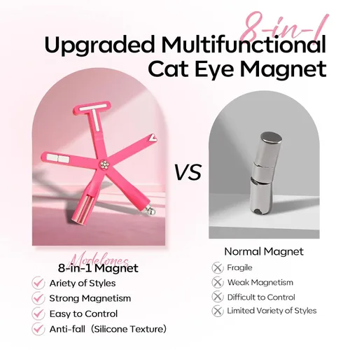 Vista 7 de Modelones - Esmalte de uñas de gel de ojo de gato para herramienta de arte de uñas, color rosa