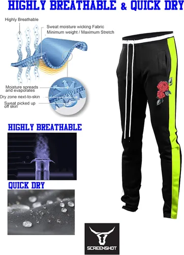Vista 2 de Screenshot - Pantalones deportivos con cinta lateral estilo Hip Hop, ajuste ceñido, para hombre