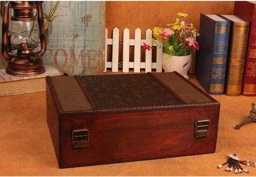 Vista 2 de Cabilock Organizador de collares, cajas de almacenamiento de escritorio de madera, caja del tesoro de madera para libros, caja de documentos