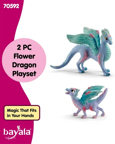 Vista 5 de Schleich Bayala - Set de juguete de 2 piezas de dragón de flores y bebé - Lindas figuras de dragón para niñas y niños - Figuras de animales de hadas