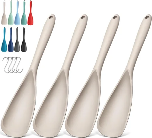 Vista 27 de Paquete de 2 espátulas de silicona para utensilios de cocina antiadherentes 2 paquete caqui