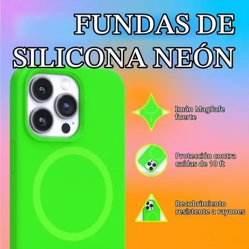 Vista 2 de Felony CASE - Elegante funda verde neón para iPhone 13 Pro Max, compatible con MagSafe, funda protectora a prueba de golpes de 360° diseñada