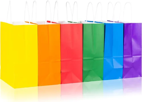 Vista 9 de PakTalk Paquete de 50 bolsas de regalo, bolsas de papel negras con asas Negro