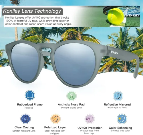Vista 3 de Lentes de sol de ojo de gato, retro, vintage, antideslizantes, redondos, para hombres y mujeres, lentes polarizadosno polarizados, protección UV