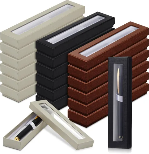 Vista 8 de Colarr Caja de regalo de 36 bolígrafos, caja vacía para bolígrafos con cojín tapa transparente, vitrina de joyería para colección de regalos, Negro