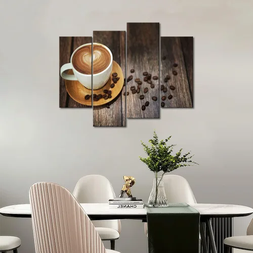 Vista 6 de Arte de pared de café marrón para bar, impresión de imagen con tema de café en lienzo para cocina, sala de estar, decoración del hogar