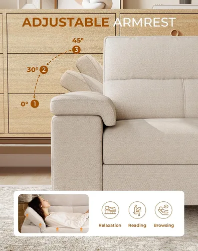 Vista 7 de Upvilla Sofá moderno de 71.25 pulgadas para sala de estar, sofás de asiento profundo con cojín de 8 pulgadas, cómodo sofá de amor de felpilla de 2