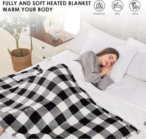 Vista 3 de Homemate - Manta eléctrica térmica de 50 x 60 pulgadas ultrasuave de franela, manta calefactora con 10 niveles de calor rápido, 8 horas de apagado