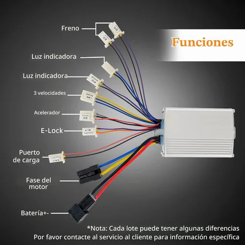Vista 3 de Controlador de motor cepillado 36V 1000W 30A con interruptor de 3 velocidades