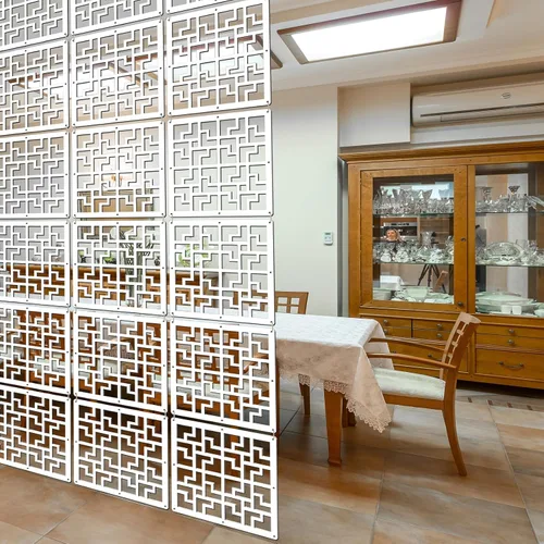 Vista 9 de Lchen Divisor de habitación colgante, 10 paneles colgantes de madera y plástico, panel de pantalla de 0.2 pulgadas de grosor para sala de estar