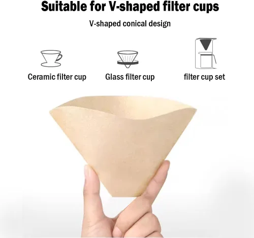 Vista 4 de Filtro de café desechables para cafetera Ninja, 100 piezas de filtro de repuesto de cono #2 para cafetera Ninja Dual Brew Filtro de café natural sin