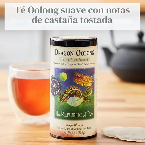 Vista 2 de The Republic of Tea Té Dragon Oolong, con cafeína natural, 36