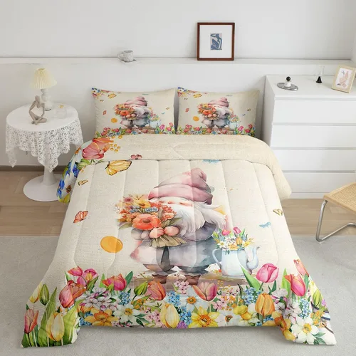 Vista 11 de Erosebridal Juego de edredón vintage de abeja para mujer, juego de ropa de cama rústica de margaritas tamaño individual, relleno de edredón de abeja