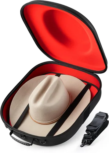 Vista 10 de Ozueccr Estuche de Viaje para Sombrero de Vaquero – Portador a Prueba de Aplastamiento para Sombreros de Vaquero, Panamá y Tweed con Asa