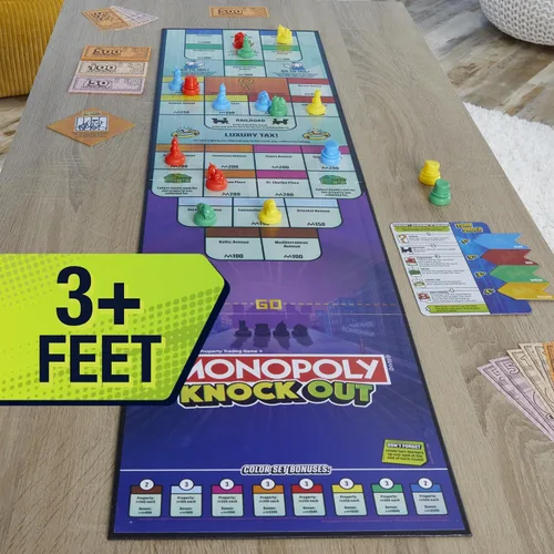 Vista 3 de Monopoly Knockout - Juego de mesa 2-8 jugadores Promedio de 20 minutos Juegos de mesa rápidos para familias, niños, adolescentes y adultos A