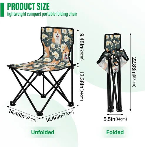 Vista 3 de Al aire libre plegable lindo Shiba Inu perro camping sillas para adultos silla de camping portátil silla de césped ligero 202a4626