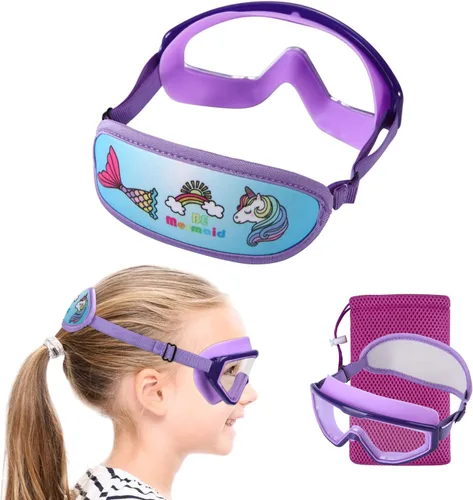 Vista 16 de Kids Goggles Swimming 4-7,Kids Goggles Fabric Strap,Wide View Swimming Goggles for Toddler