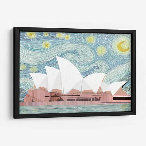 Vista 8 de Canvas Lab Sydney Opera House by DRAM 11 x 7 in Fine Art Framed Print, Frame Color: Black, With Mat