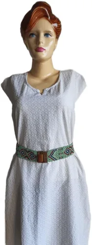 Vista 7 de KVR Cinturón de moda con cuentas de 2 pulgadas de ancho para mujeres, niñas, adolescentes, elástico, diseñador, vintage, con hebilla de madera