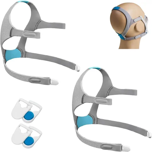 Vista 9 de LALASTAR Correa de repuesto para el casco N20, máscara CPAP de almohada nasal, casco CPAP compatible con N20, diadema ajustable con dos clips Azul-1