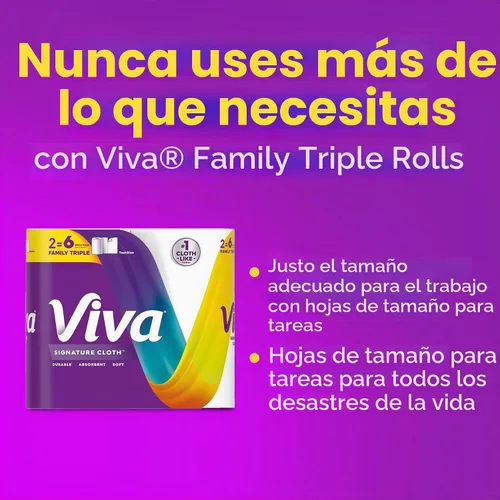 Vista 9 de Viva Signature - Toallas de papel de tela, 3 rollos dobles, 86 hojas por rollo