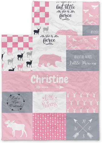 Vista 2 de Juego de alfombrillas personalizadas para siesta con nombre, sacos de dormir de oso para niñas, colchón de cama personalizado para niños, bolsas