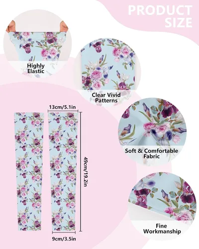 Vista 5 de 2 Pairs Gardening Sleeves for Women Sun Protection Arm Sleeves for Women Anti-Slip Floral Gardening Sleeves