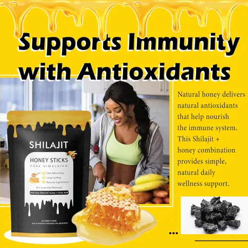 Vista 7 de Paquetes de miel Rone con shilajit del Himalaya, miel natural, azafrán, refuerzo de energía y apoyo inmunológico, más de 85 oligominerales, 75% más