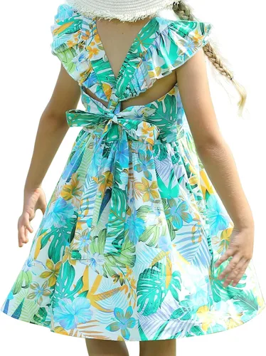 Vista 315 de Vestido de verano para niña, de algodón, con diseño floral