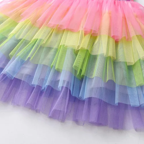 Vista 4 de VIKITA Vestidos de verano para niñas pequeñas, ropa de manga corta, vestidos de tutú de fiesta para niñas pequeñas, 2-8 años