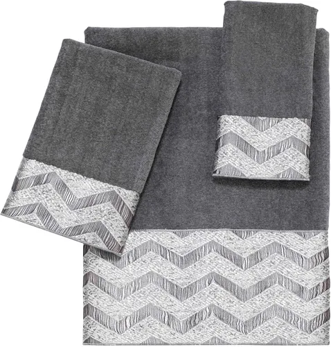 Vista 7 de Avanti Linens - Toalla de mano, algodón suave y absorbente (colección Chevron Galaxy, negro)