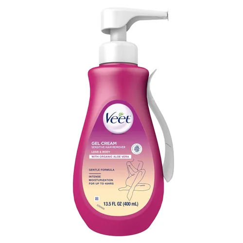 Vista 10 de Depilatorio, Crema depilatoria Veet Gel Sensitive, 13.5 onzas, Fórmula sensible con Aloe Vera y Vitamina E (paquete de 1)