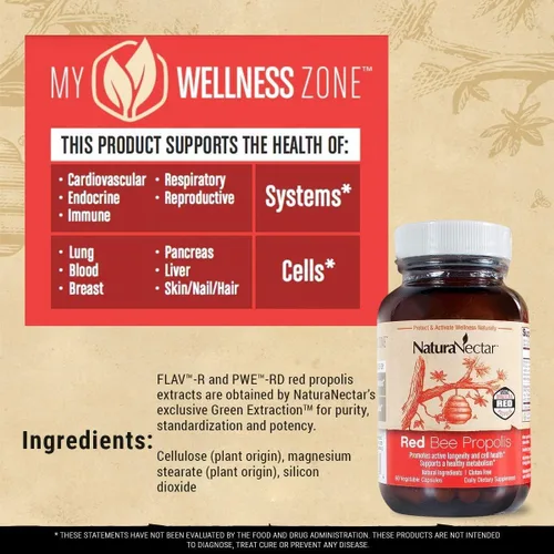 Vista 6 de NaturaNectar Paquete de propóleo de abeja natural, propóleos rojos y propóleos marrones, para apoyo inmunológico, salud respiratoria y metabolismo