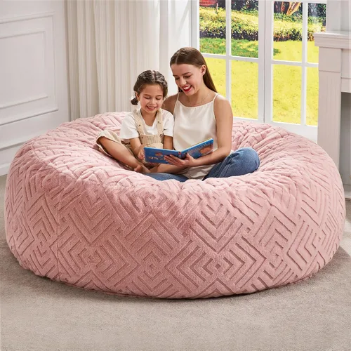 Vista 36 de Hobestluk Sillas Puf para Adultos, Silla Puf con Relleno, Sillas Puf Grandes con Funda Esponjosa en Relieve, Sillas Puf Gigantes para Adultos