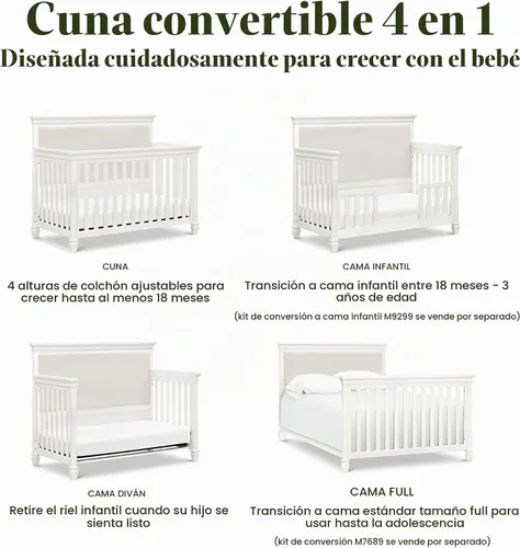 Vista 9 de Namesake Darlington - Cuna convertible 4 en 1, color blanco cálido