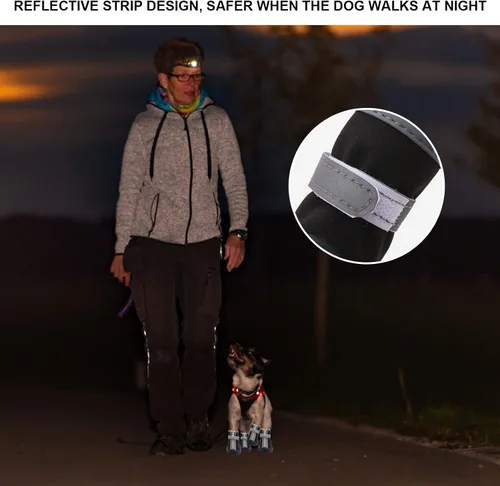 Vista 6 de Zapatos de perro para perros pequeños, botas para perros y protector de patas para el día de nieve de invierno, pavimento caliente de verano