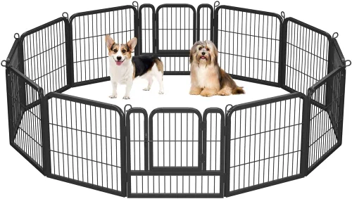 Vista 21 de Yaheetech Corralito para perros, 24 pulgadas, 2 paneles, corral para perros para interiores, resistente, corral de ejercicio para cachorros, valla