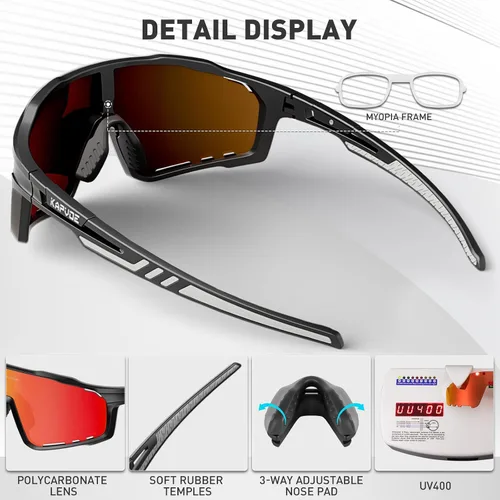 Vista 4 de KAPVOE Gafas de Ciclismo Polarizadas para Hombres y Mujeres MTB Bicicleta Montaña TR90 Gafas Deportivas para Correr Bicicleta K76