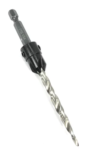 Vista 26 de FTG USA Juego de 3 brocas avellanadoras ajustables para madera #4 (7/64 pulgadas) con broca cónica para carpintería