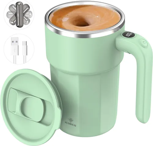 Vista 9 de Taza mezcladora eléctrica de 12 onzas, recargable, regalo para los amantes del café y uso en la oficina (negro)