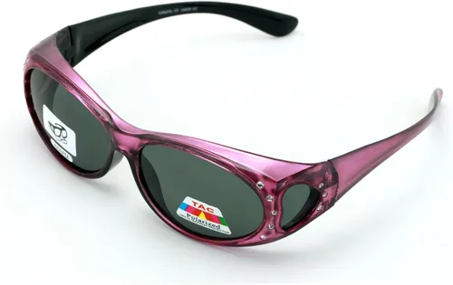 Vista 4 de V.W.E. Gafas de sol polarizadas para mujer, con diamantes de imitación, marco rectangular, con forma de corazón, 2.36 pulgadas