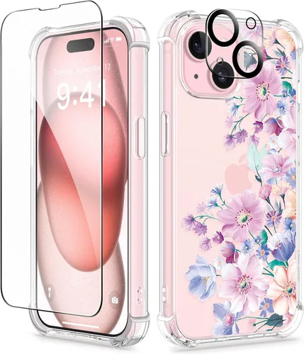 Vista 94 de GVIEWIN - Funda para iPhone 11 con protector de pantalla + protector de lente de cámara, cubierta protectora transparente suave de poliuretano